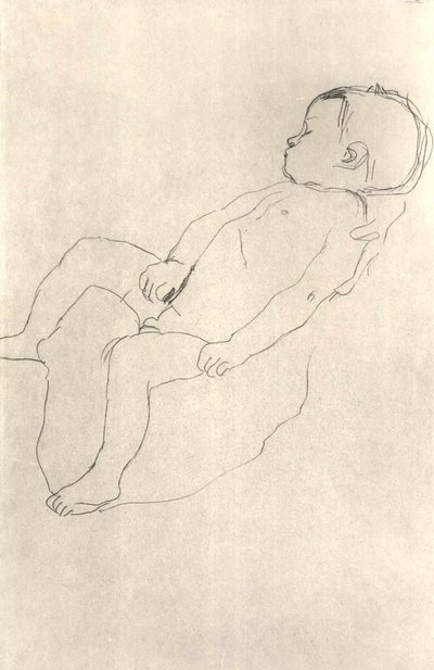 Sleeping Boy Facing Left by Gustav Klimt